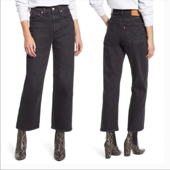 Levi's Denim - Levi’s 28 Jean Ribcage Straight Black High Rise Button Fly Ankle Jeans NWT